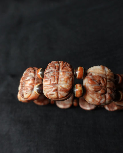 【Unique Item】 God of Wealth Mantra Dragon Pattern Sharira Beads Dzi Bead Bracelet