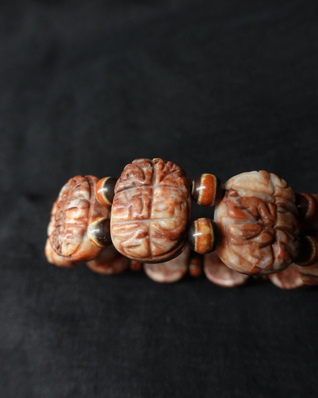 【Unique Item】 God of Wealth Mantra Dragon Pattern Sharira Beads Dzi Bead Bracelet