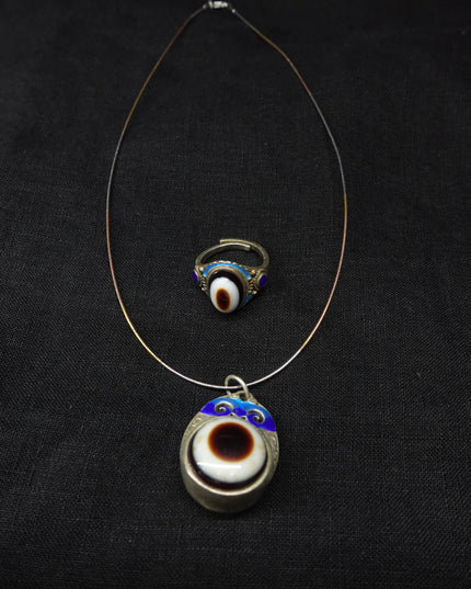 【Unique Item】  Sacred Eye Sterling Silver Cloisonné Pendant