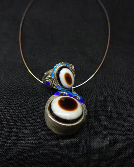【Unique Item】 Sacred Eye Sterling Silver Cloisonné Ring