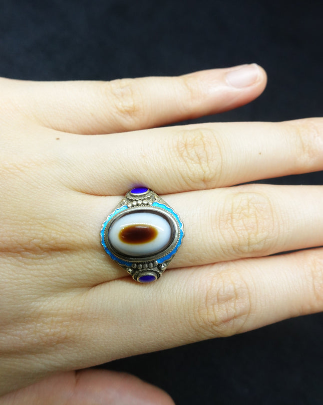 【Unique Item】 Sacred Eye Sterling Silver Cloisonné Ring