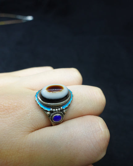 【Unique Item】 Sacred Eye Sterling Silver Cloisonné Ring