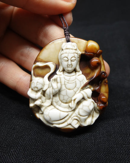 【Unique Item】 Goddess of Mercy Amulet, Buddha Amulet, Treasure Vase Heavenly Bead Pendant