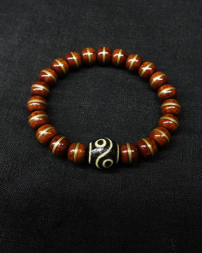 【Unique Item】 Golden Rat Agate Dzi bead Bracelet