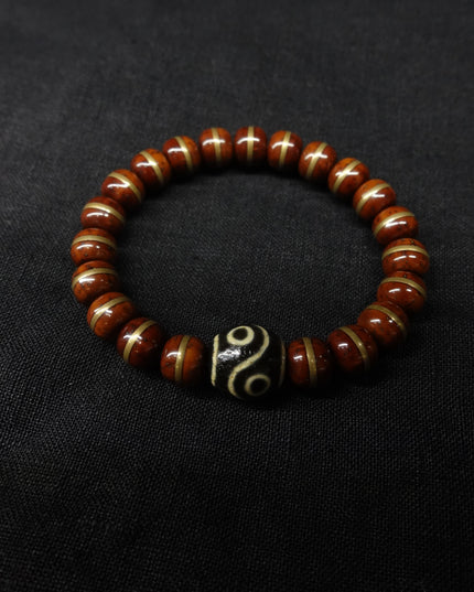 【Unique Item】 Golden Rat Agate Dzi bead Bracelet
