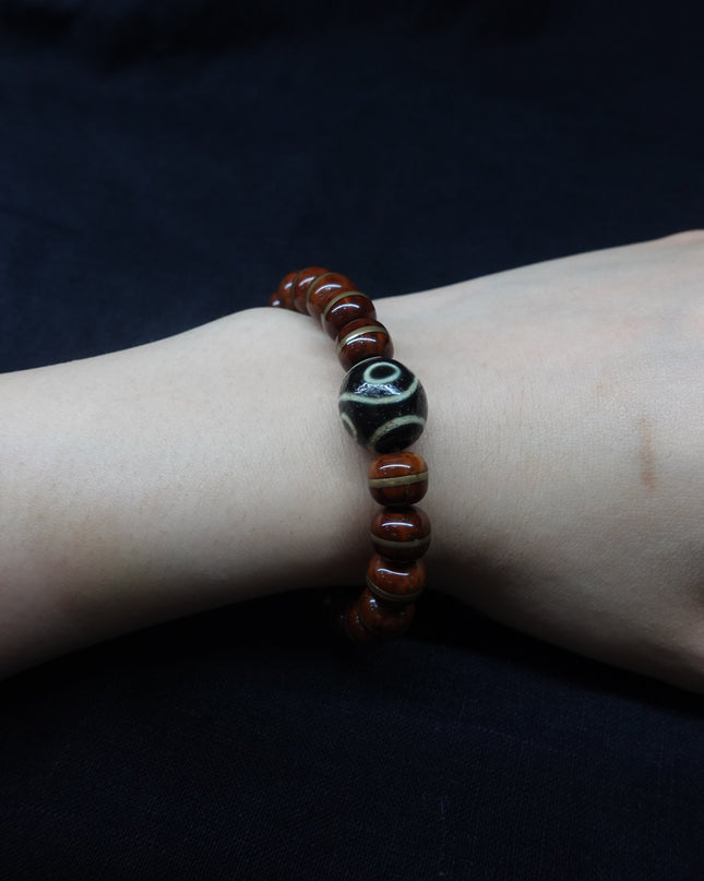 【Unique Item】 Golden Rat Agate Dzi bead Bracelet