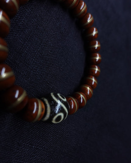 【Unique Item】 Golden Rat Agate Dzi bead Bracelet