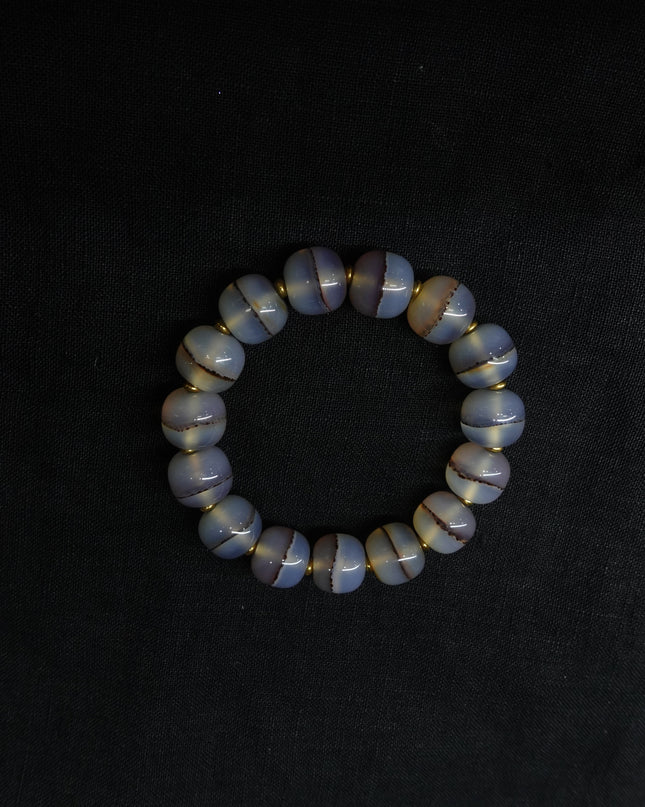 【Unique Item】Red Cinnabar Vein Ice Agate Bracelet