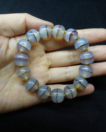 【Unique Item】Red Cinnabar Vein Ice Agate Bracelet
