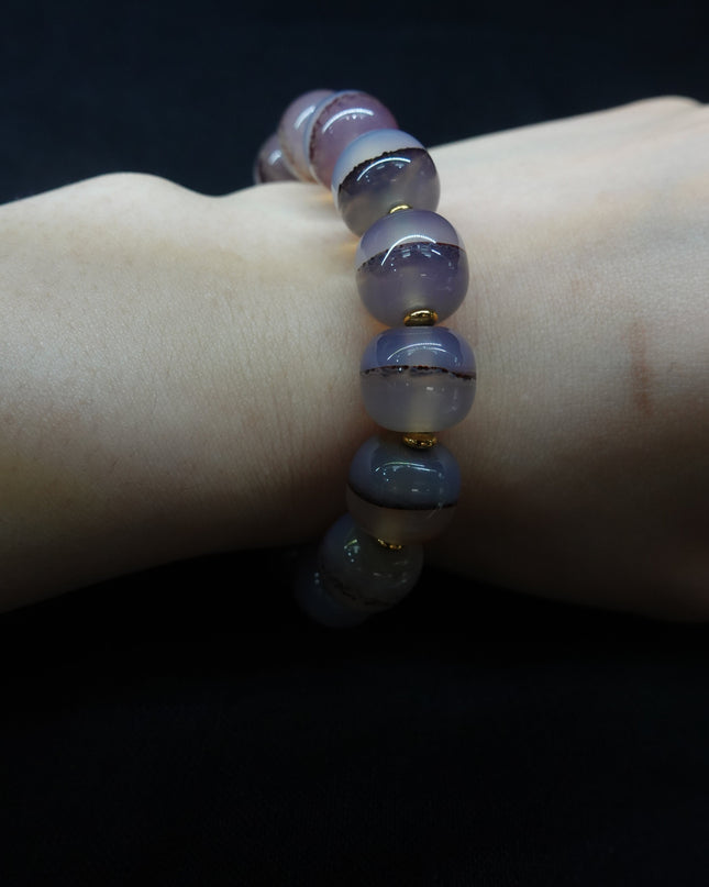 【Unique Item】Red Cinnabar Vein Ice Agate Bracelet