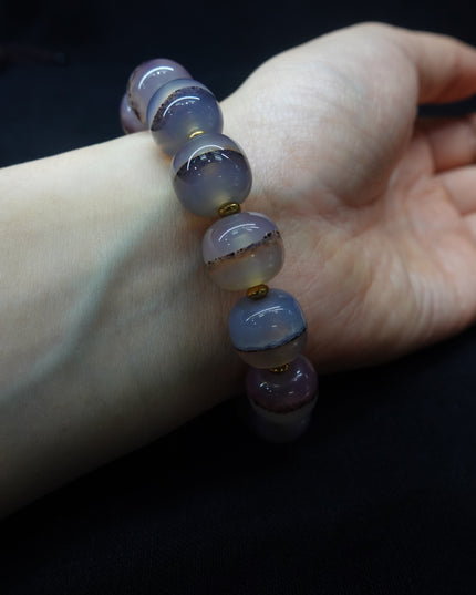 【Unique Item】Red Cinnabar Vein Ice Agate Bracelet