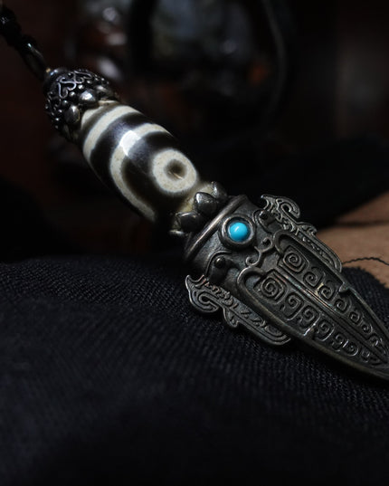 【Unique Item】 Two-eyed Dzi vajra necklace