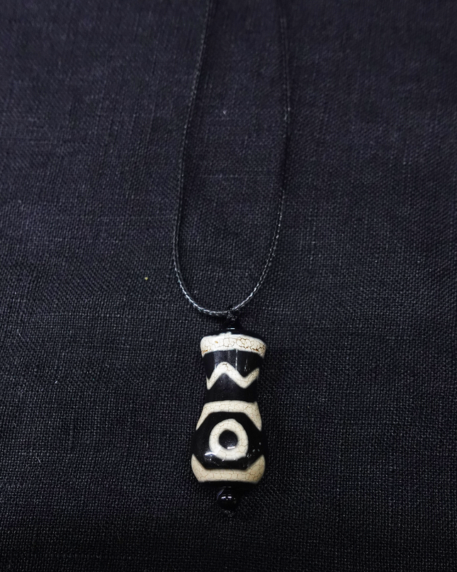 【Unique Item】Water Wave Tiger Tooth Pattern Dzi bead Combined Treasure Bottle Pendant for healthy and wealthy