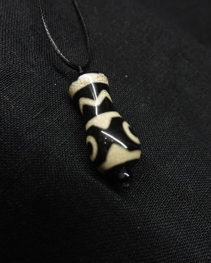 【Unique Item】Water Wave Tiger Tooth Pattern Dzi bead Combined Treasure Bottle Pendant for healthy and wealthy