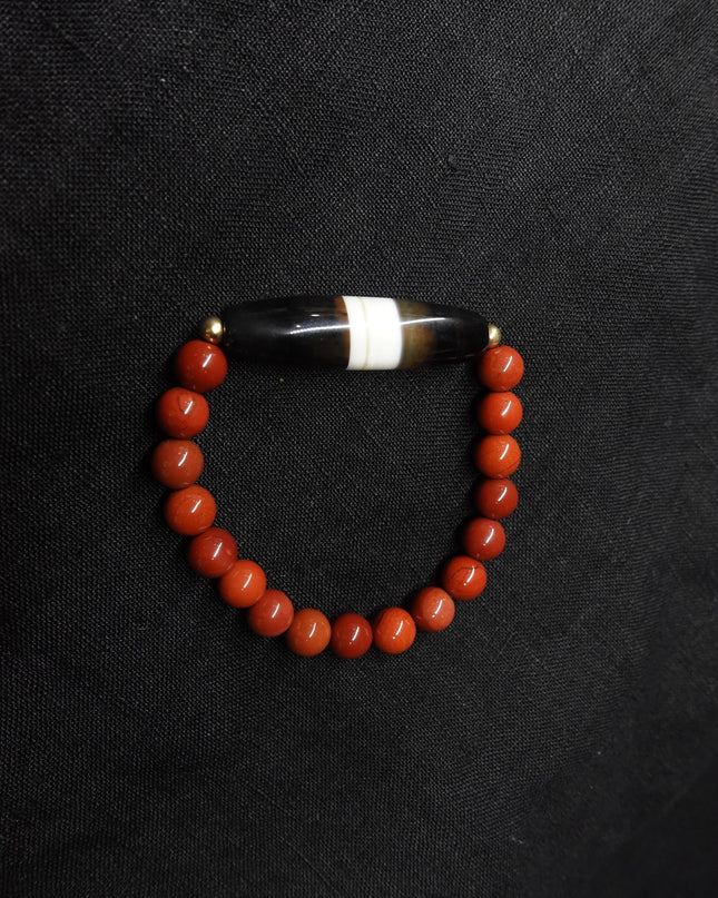 【Unique Item】South Red Agate Wide Dzi Bead Bracelet