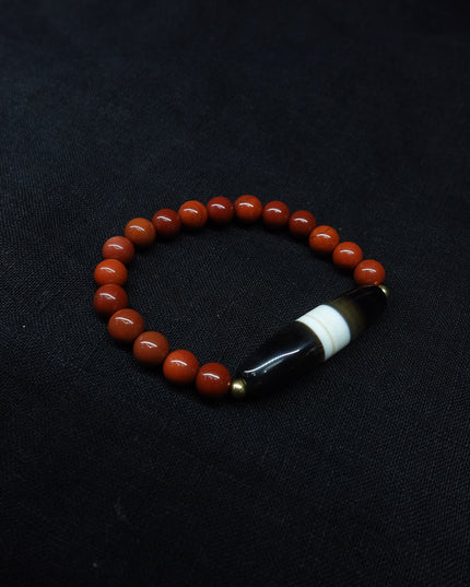 【Unique Item】South Red Agate Wide Dzi Bead Bracelet