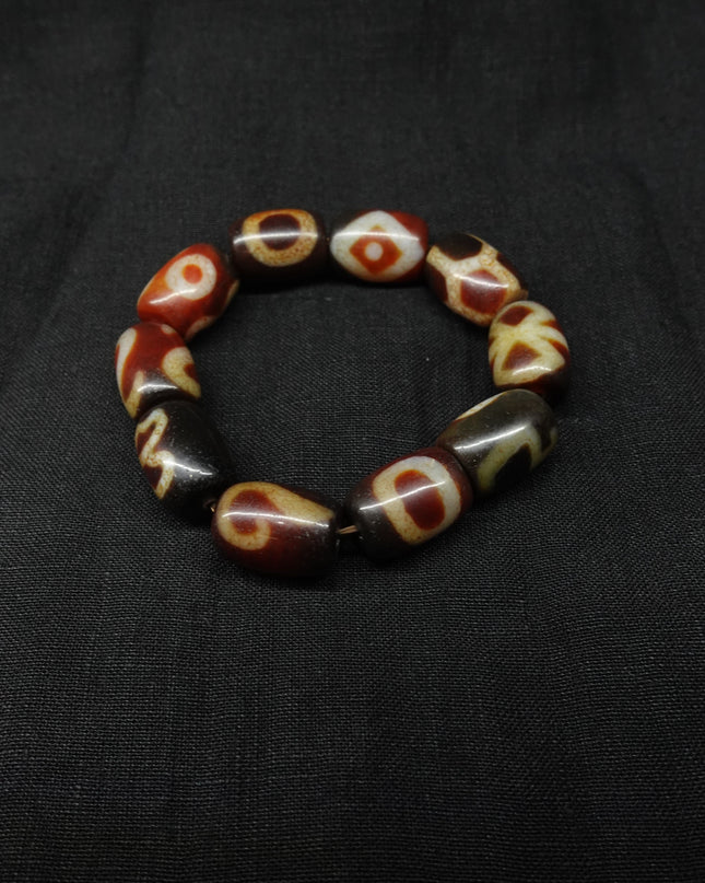 【Unique Item】 Large Dzi bead Multi-Totem Bracelet for Wealth and Blessing