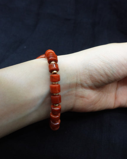 【Unique Item】 "Crimson Blaze of Fortune" Big Nanhong agate Bracelet