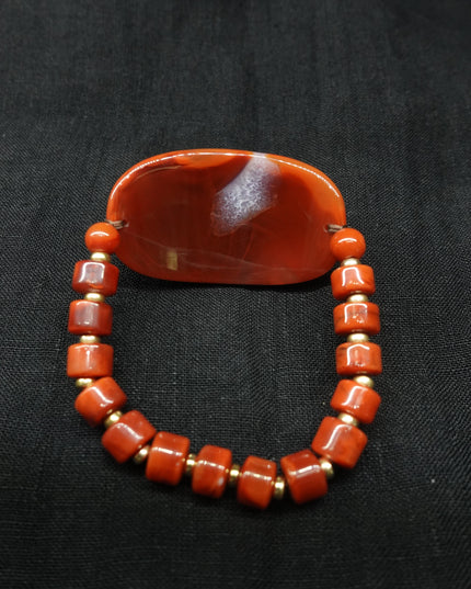 【Unique Item】 "Crimson Blaze of Fortune" Big Nanhong agate Bracelet
