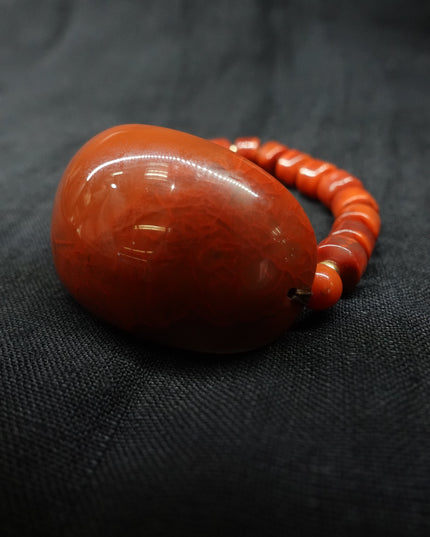 【Unique Item】 "Crimson Blaze of Fortune" Big Nanhong agate Bracelet
