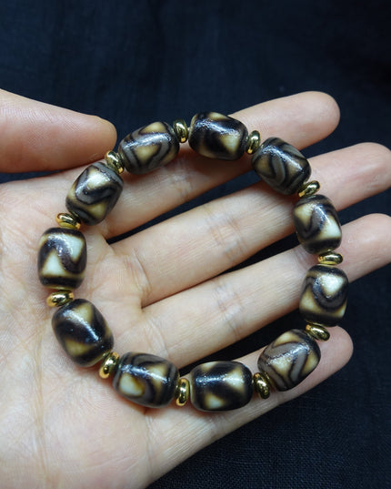 【Unique Item】 Tiger's Eye Dzi Bead Bracelet for health