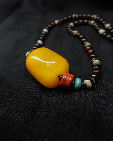 【Unique Item】 Tube Bead Amber String Bead Raw Mineral Heavenly Bead Necklace
