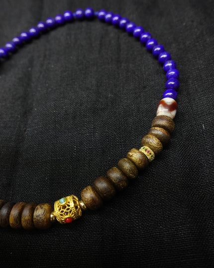 【Unique Item】 Lapis lazuli, agarwood, red coral, double-circle bracelet