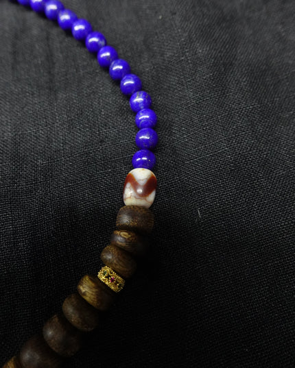 【Unique Item】 Lapis lazuli, agarwood, red coral, double-circle bracelet