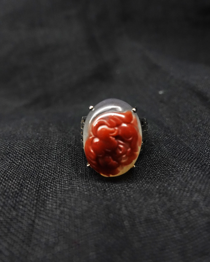 【Unique Item】 Peony Flower South Red Agate love Ring