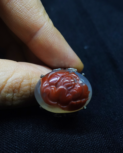 【Unique Item】 Peony Flower South Red Agate love Ring