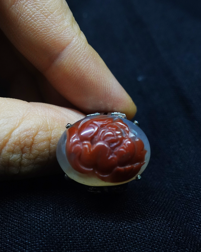 【Unique Item】 Peony Flower South Red Agate love Ring