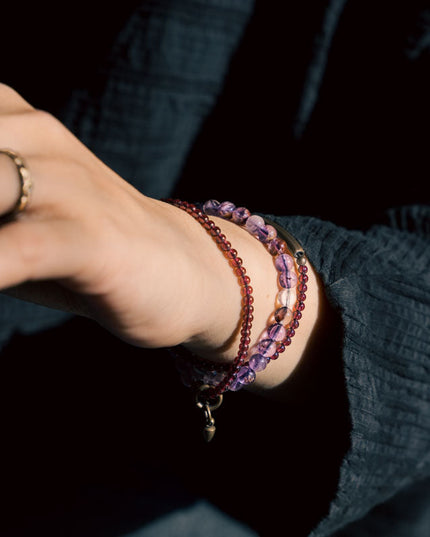 Spiritual Harmony Amethyst Ghost and Garnet Bracelet with Copper