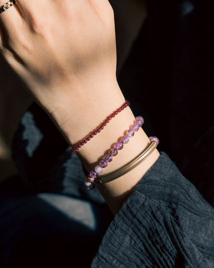 Spiritual Harmony Amethyst Ghost and Garnet Bracelet with Copper
