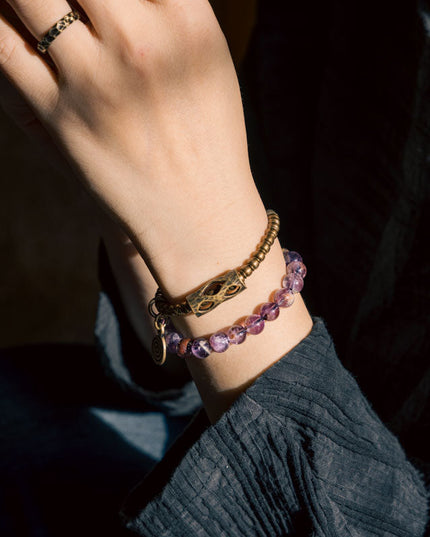 Sacred Balance Amethyst Ghost Bracelet with Brass