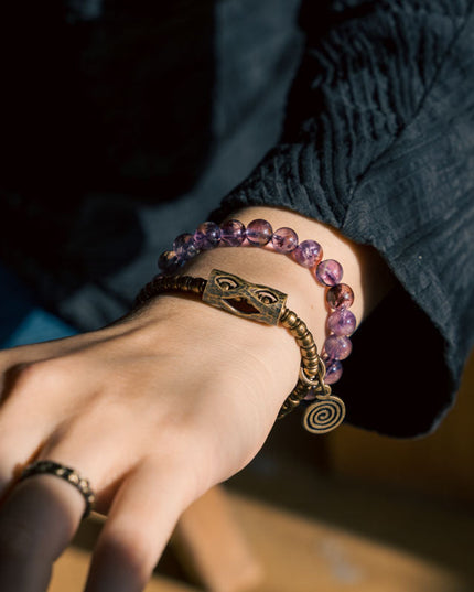 Sacred Balance Amethyst Ghost Bracelet with Brass