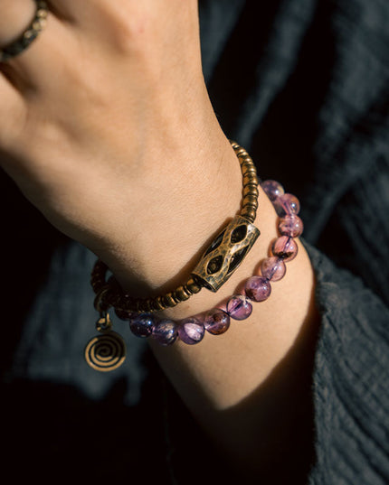 Sacred Balance Amethyst Ghost Bracelet with Brass