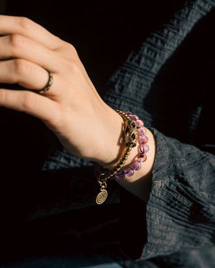 Sacred Balance Amethyst Ghost Bracelet with Brass