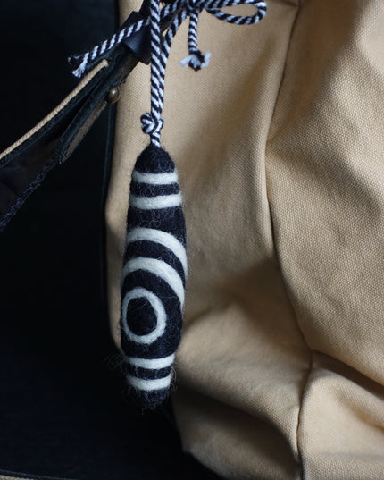 Dzi Bead wool felt bag pendant