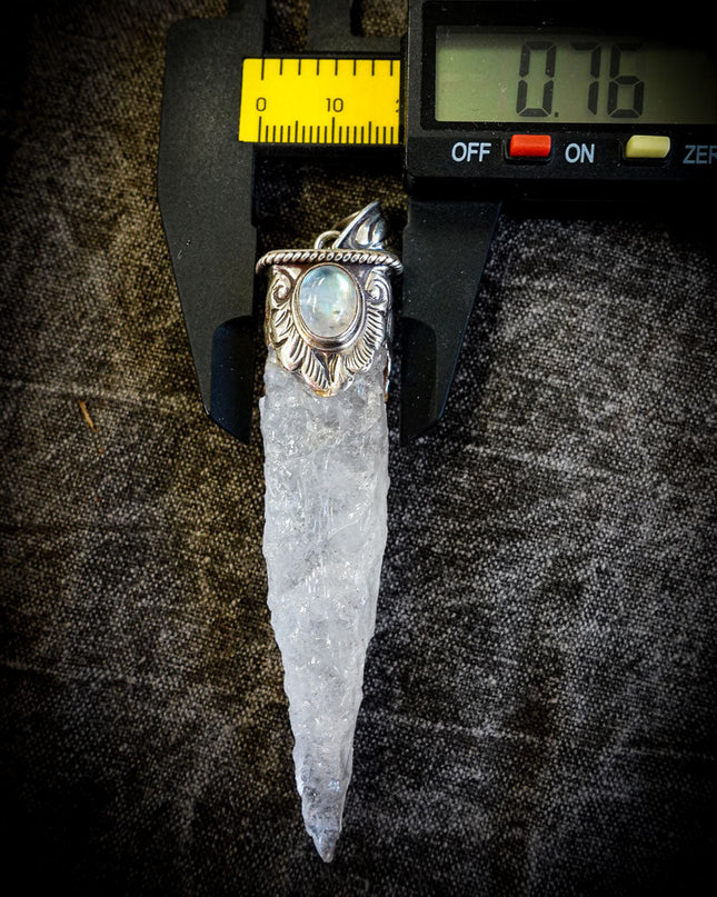 Clear Quartz & Moonstone Sterling Silver Healing Pendant