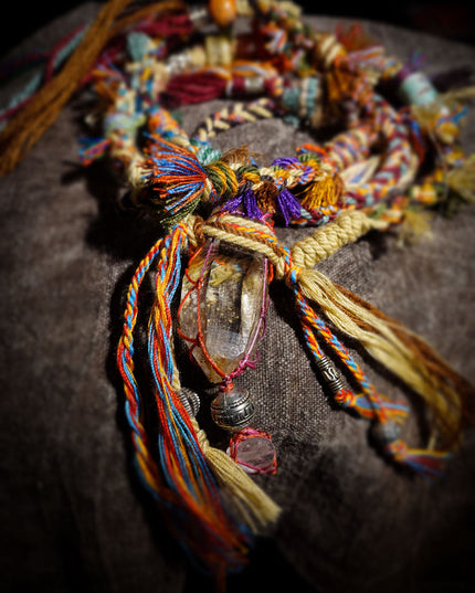 Tibetan Quartz & Clear Quartz Handwoven Necklace