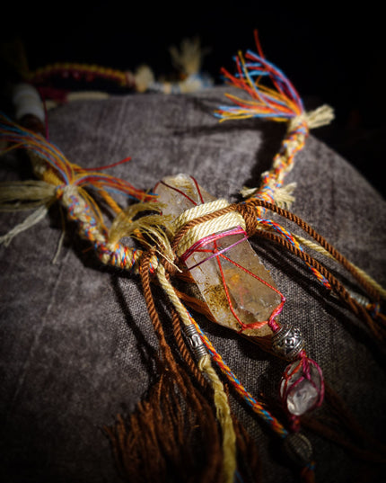 Tibetan Quartz & Clear Quartz Handwoven Necklace