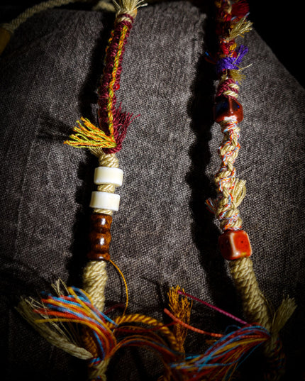 Tibetan Quartz & Clear Quartz Handwoven Necklace