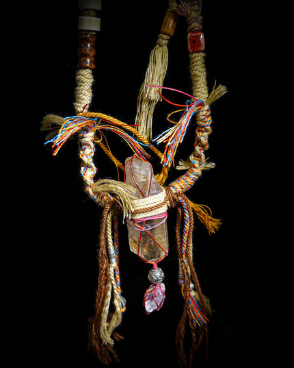 Tibetan Quartz & Clear Quartz Handwoven Necklace