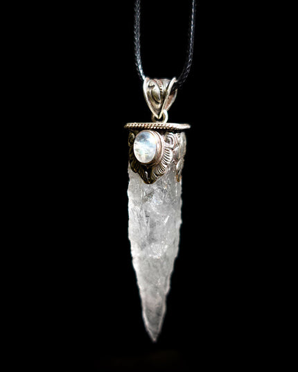 Clear Quartz & Moonstone Sterling Silver Healing Pendant