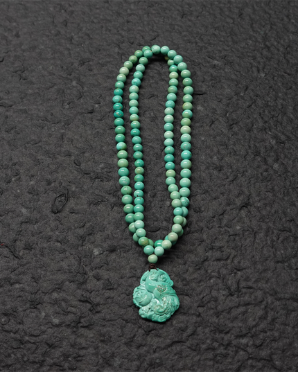 【Unique Item】 Phoenix Energy Turquoise Necklace with Hand-Carved Tibetan Craftsmanship