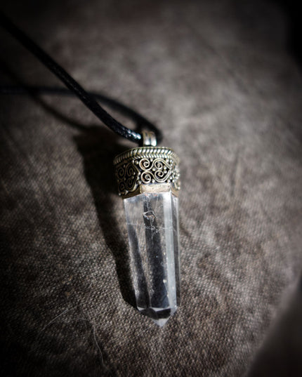 Clear Quartz & Sapphire Sterling Silver Pendant