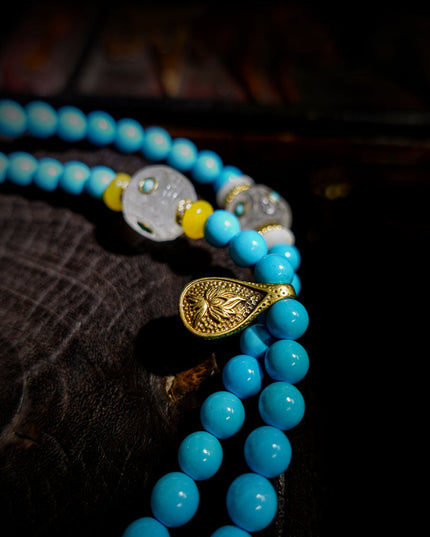 Robust Wealth Sturdy Turquoise 108 Mala Beads Necklace