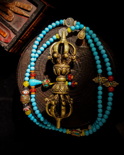 Robust Wealth Sturdy Turquoise 108 Mala Beads Necklace