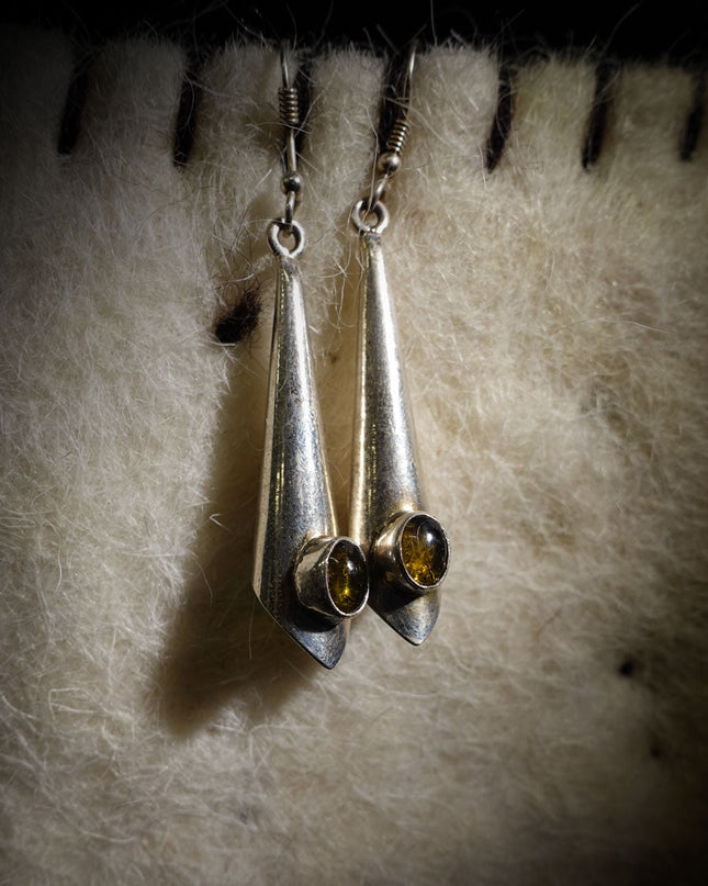 Citrine Trumpet Flower Sterling Silver Earrings