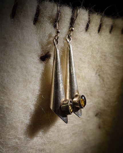 Citrine Trumpet Flower Sterling Silver Earrings